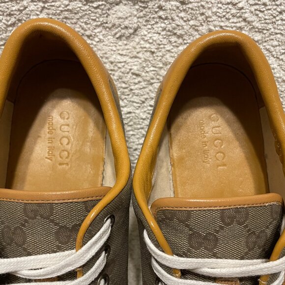 Mens Authentic GUCCI Suede and Canvas Monogram Sneakers - Size 8 - Picture 6 of 15